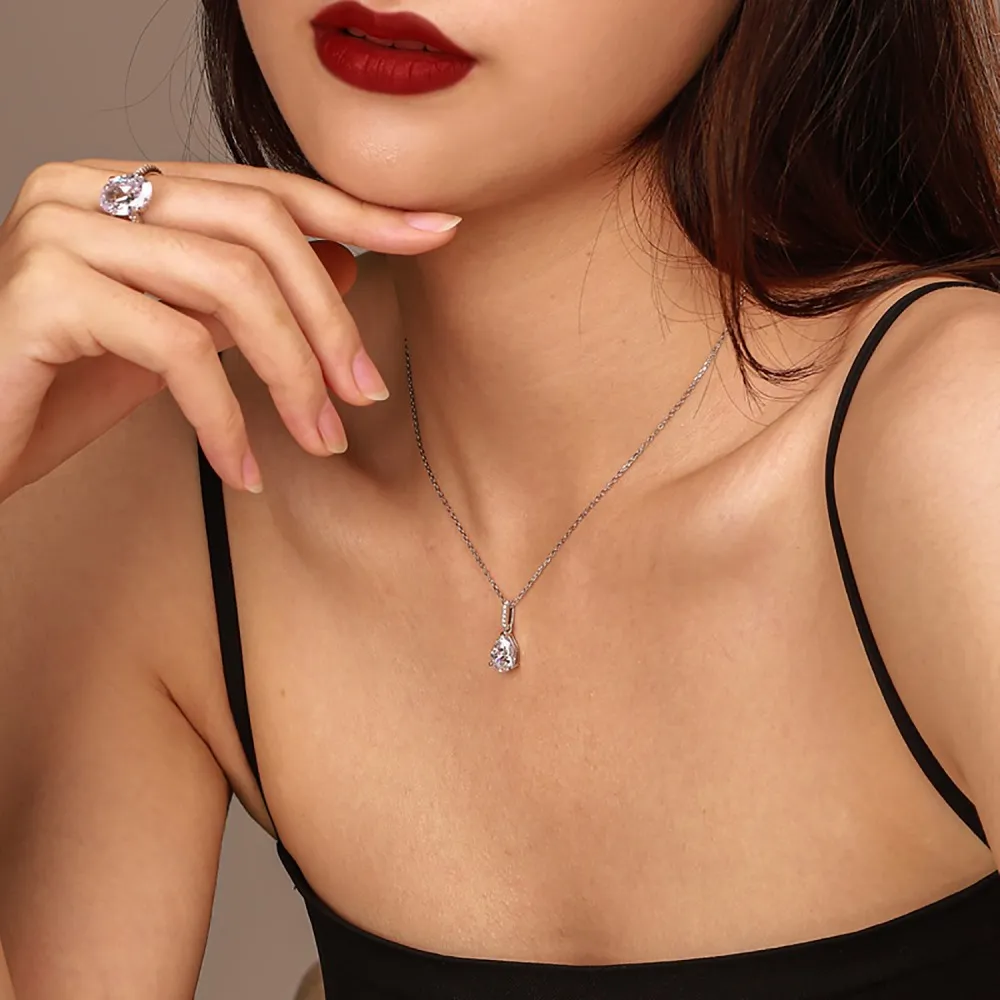 925 Sterling Silver CZ Waterdrop Necklaces 80200194 - image1