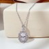 925 Sterling Silver Vintage Oval Zirconia Necklaces 80200195