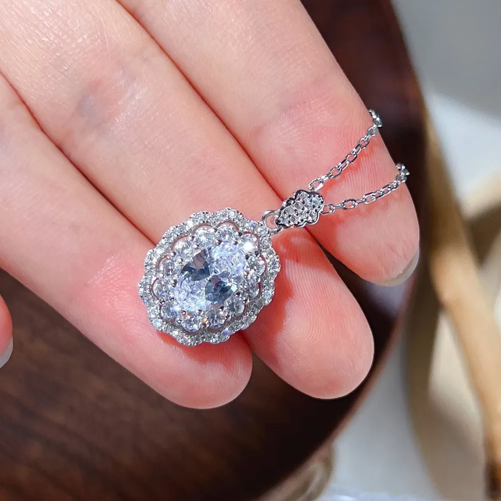 925 Sterling Silver Vintage Oval Zirconia Necklaces 80200195 - image2