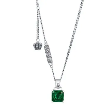 Vintage Emerald Zirconia Crown Necklaces 80200196