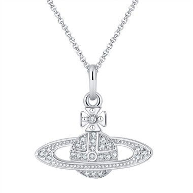 Silver 5A Zirconia Saturn Pendant Necklaces 80200198
