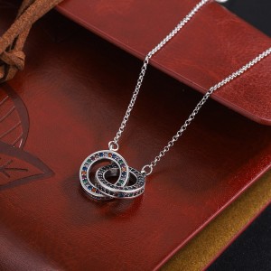 Rainbow Zirconia Double Circles Pendant Necklaces 80200199
