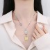 Two Tones Engraved Flowers Pendant Necklaces 80200200