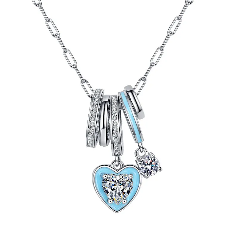 Enamel Heart Circles Zirconia Necklaces 80200204 - image1