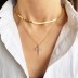 925 Sterling Silver Zirconia Cross Pendant Necklace 80200219