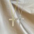 925 Sterling Silver Zirconia Cross Pendant Necklace 80200219