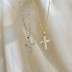 925 Sterling Silver Vintage Zirconia Cross Necklace 80200220