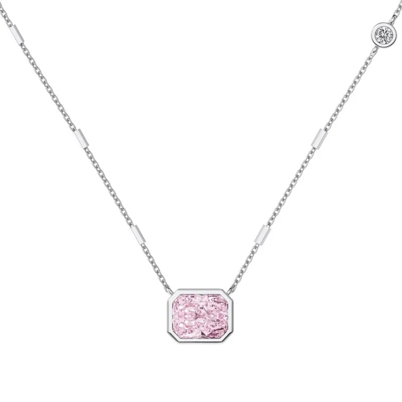 925 Sterling Silver 8A Rectangle Zirconia Necklace 80200229