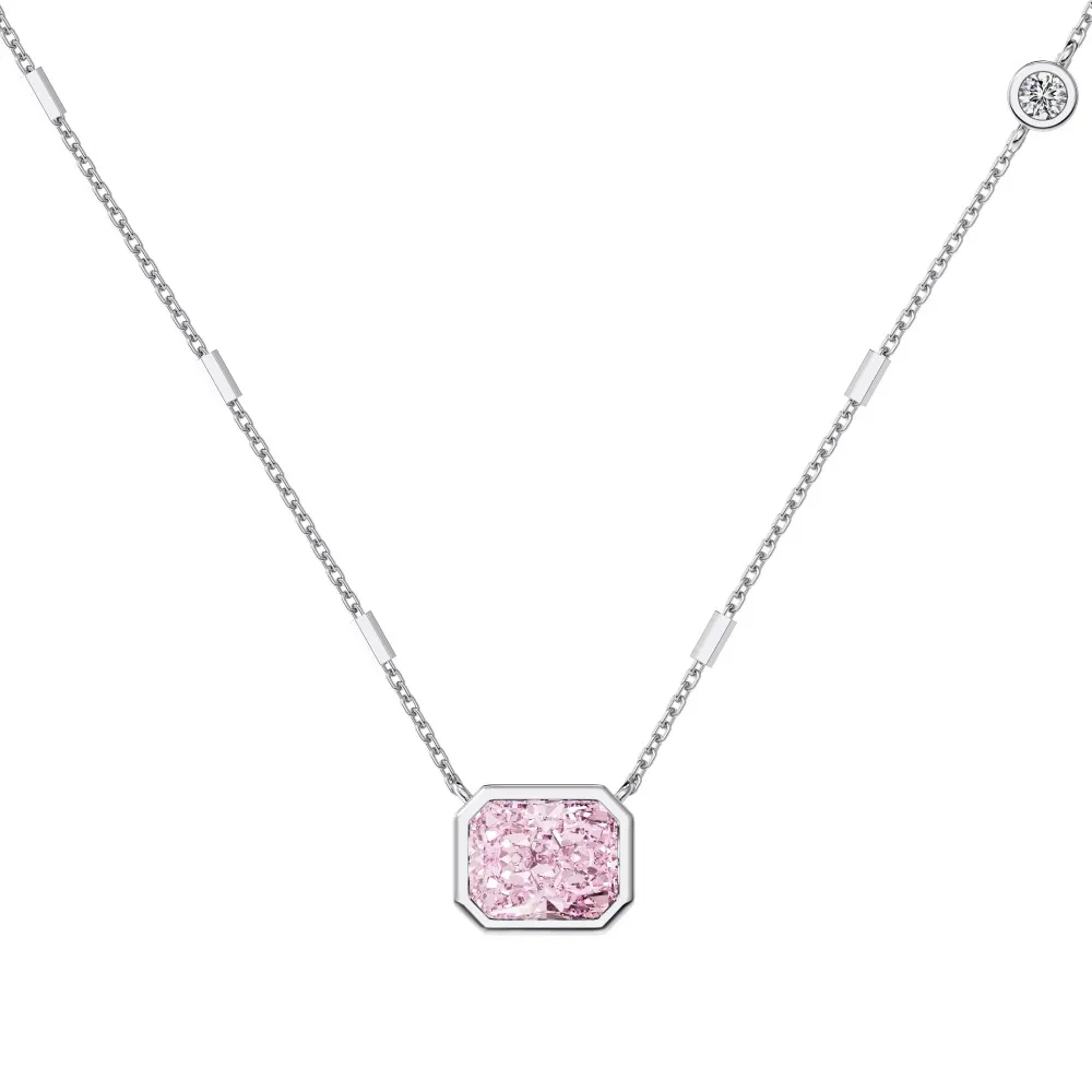 925 Sterling Silver 8A Rectangle Zirconia Necklace 80200229