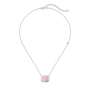 925 Sterling Silver 8A Rectangle Zirconia Necklace 80200229