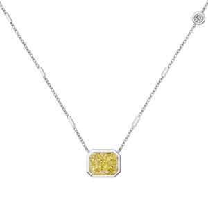 925 Sterling Silver 8A Rectangle Zirconia Necklace 80200229