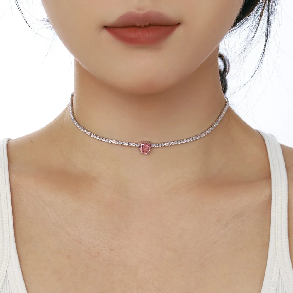 Sparkle 8A Zirconia Heart Pendant Tennis Party Necklace 80200231 - image1