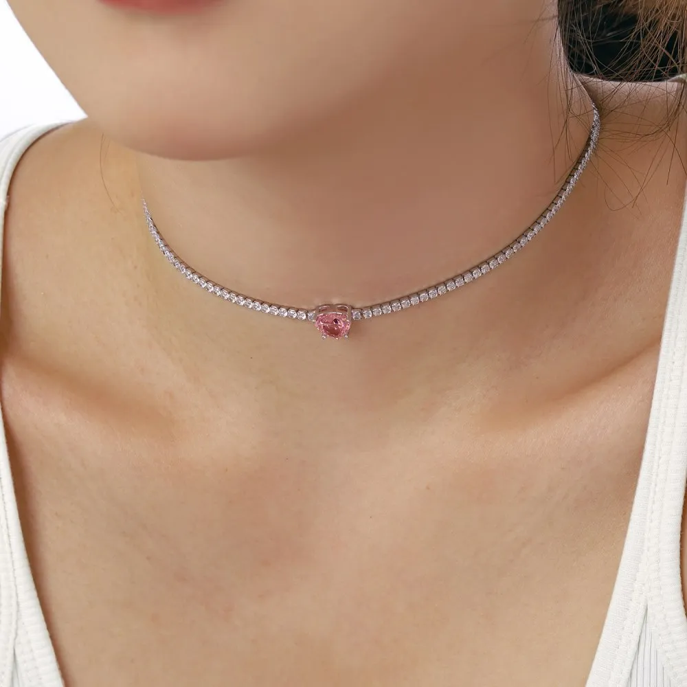 Sparkle 8A Zirconia Heart Pendant Tennis Party Necklace 80200231 - image4
