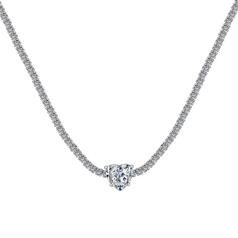 Sparkle 8A Zirconia Heart Pendant Tennis Party Necklace 80200231