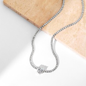 Sparkle 8A Zirconia Heart Pendant Tennis Party Necklace 80200231