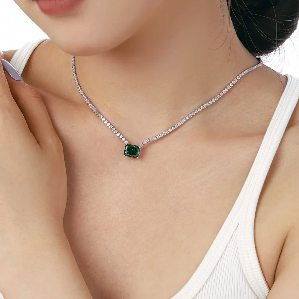 Sparkle 8A Zirconia Rectangle Pendant Tennis Party Necklace 80200232 - image1