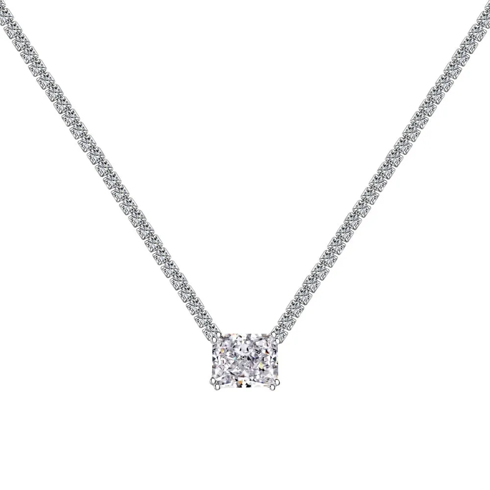 Sparkle 8A Zirconia Rectangle Pendant Tennis Party Necklace 80200232