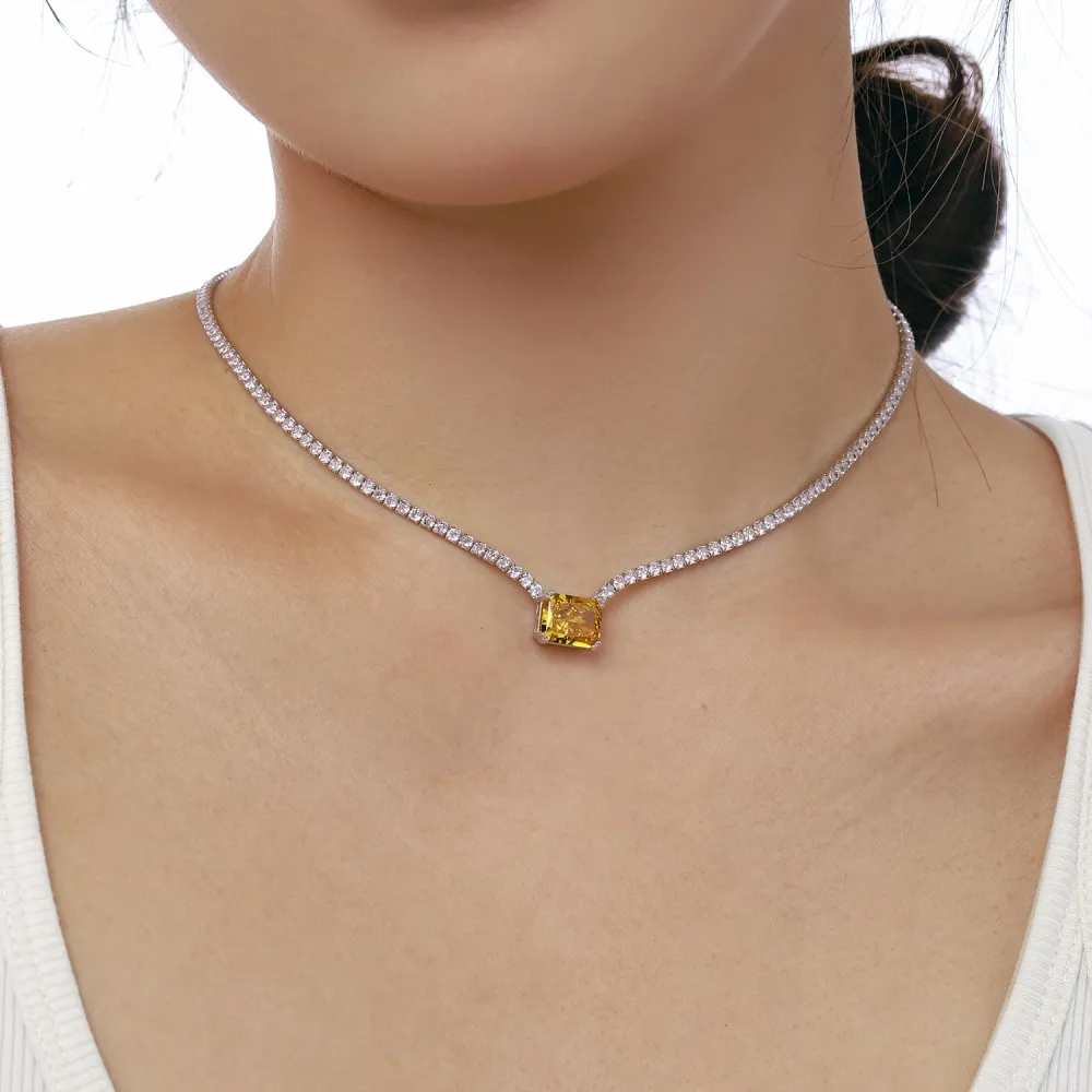 Sparkle 8A Zirconia Rectangle Pendant Tennis Party Necklace 80200232 - image4
