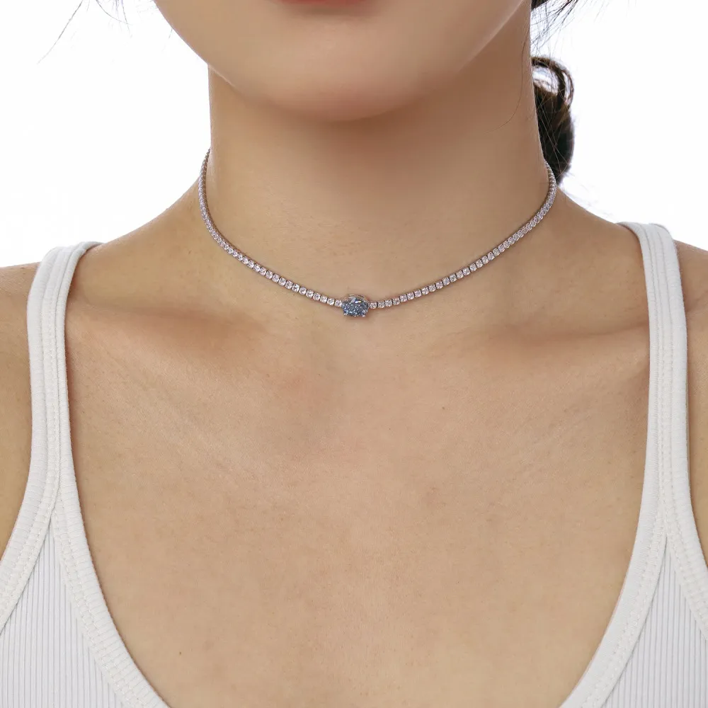 Sparkle 8A Zirconia Oval Pendant Tennis Party Necklace 80200233 - image1