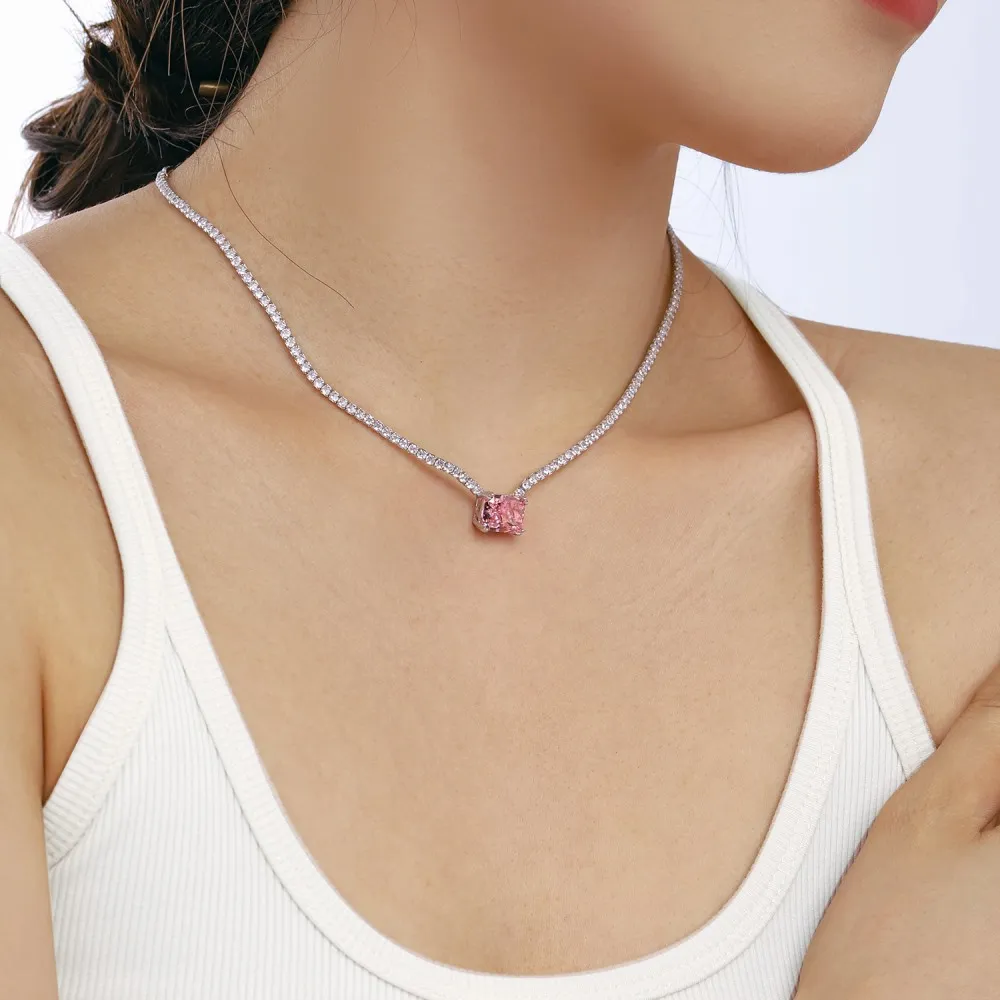 Sparkle 8A Zirconia Oval Pendant Tennis Party Necklace 80200233 - image2