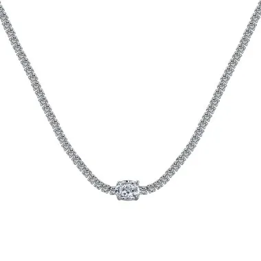 Sparkle 8A Zirconia Oval Pendant Tennis Party Necklace 80200233