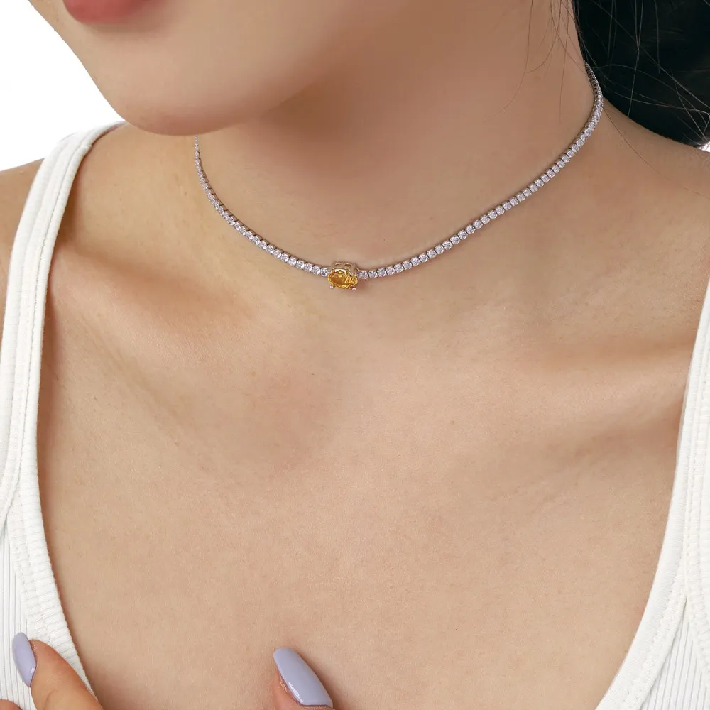 Sparkle 8A Zirconia Oval Pendant Tennis Party Necklace 80200233 - image4