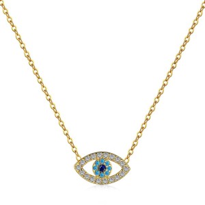 Shiny Zirconia Evil Eye Pendant Necklace 80200234