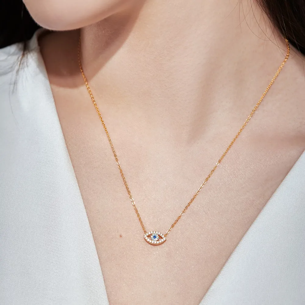 Shiny Zirconia Evil Eye Pendant Necklace 80200234 - image2