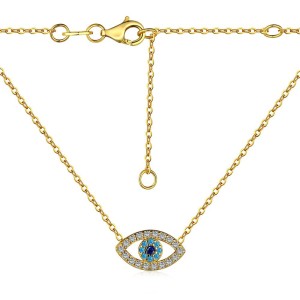 Shiny Zirconia Evil Eye Pendant Necklace 80200234