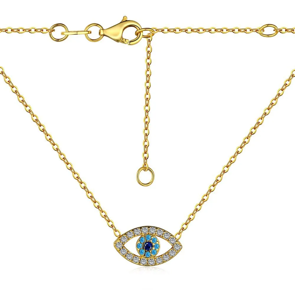 Shiny Zirconia Evil Eye Pendant Necklace 80200234 - image4