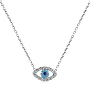 Shiny Zirconia Evil Eye Pendant Necklace 80200234