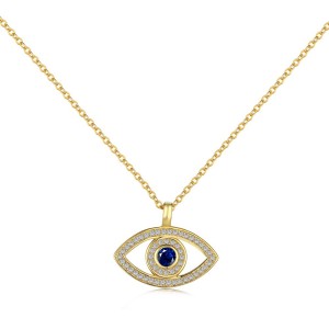 Shiny Zirconia Evil Eye Pendant Necklace 80200235