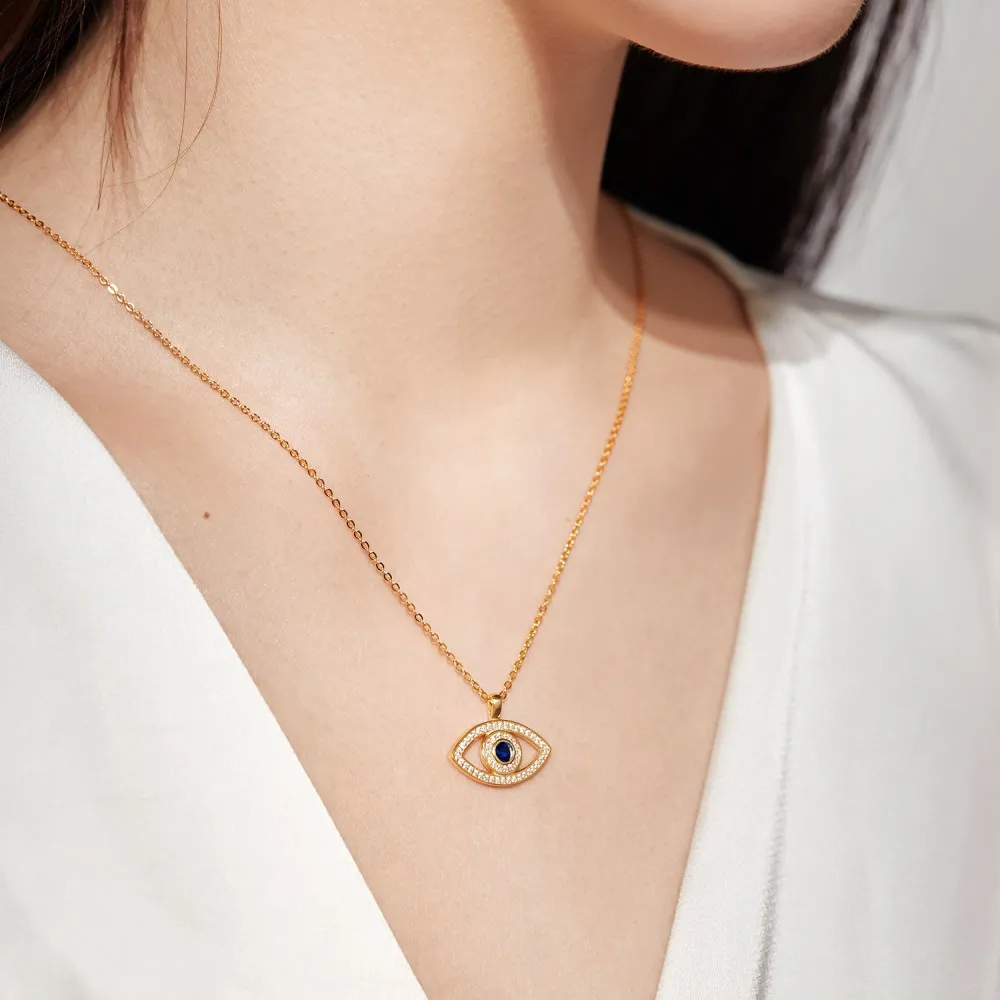 Shiny Zirconia Evil Eye Pendant Necklace 80200235 - image1