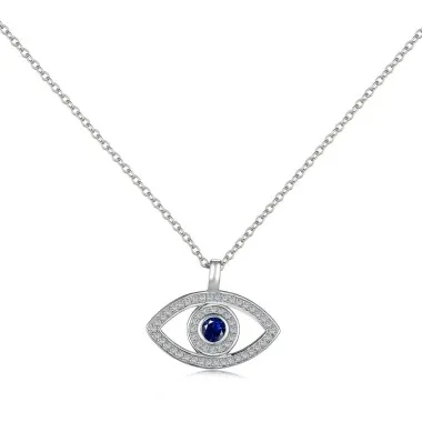 Shiny Zirconia Evil Eye Pendant Necklace 80200235