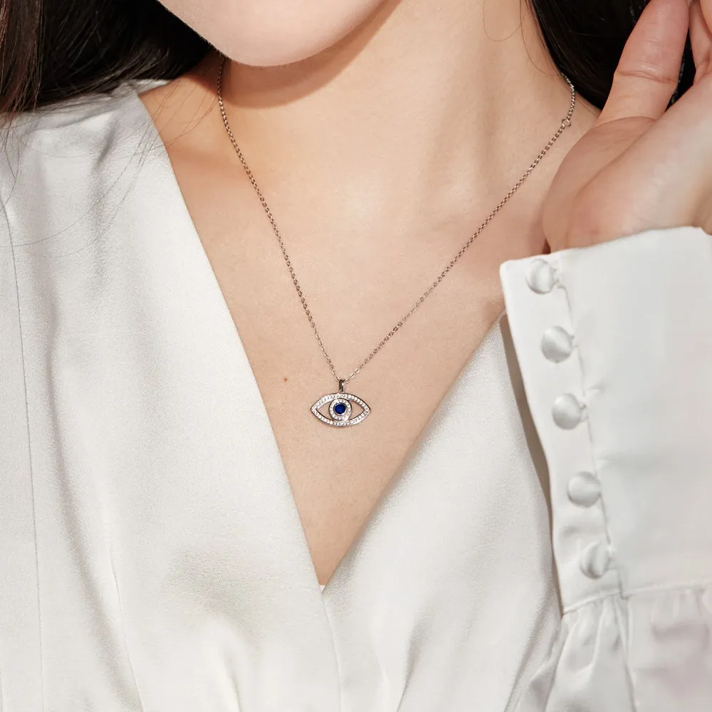 Shiny Zirconia Evil Eye Pendant Necklace 80200235 - image2