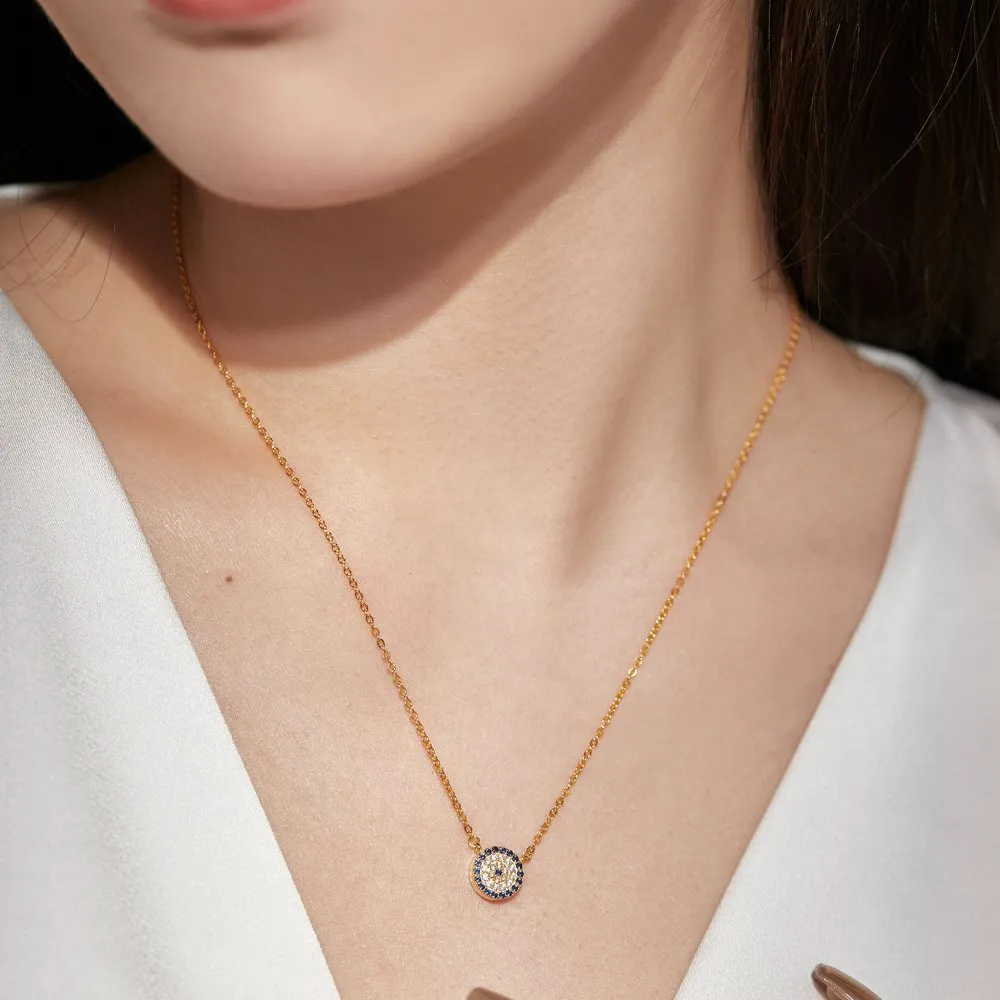 Shiny Zirconia Evil Eye Pendant Necklace 80200236 - image1
