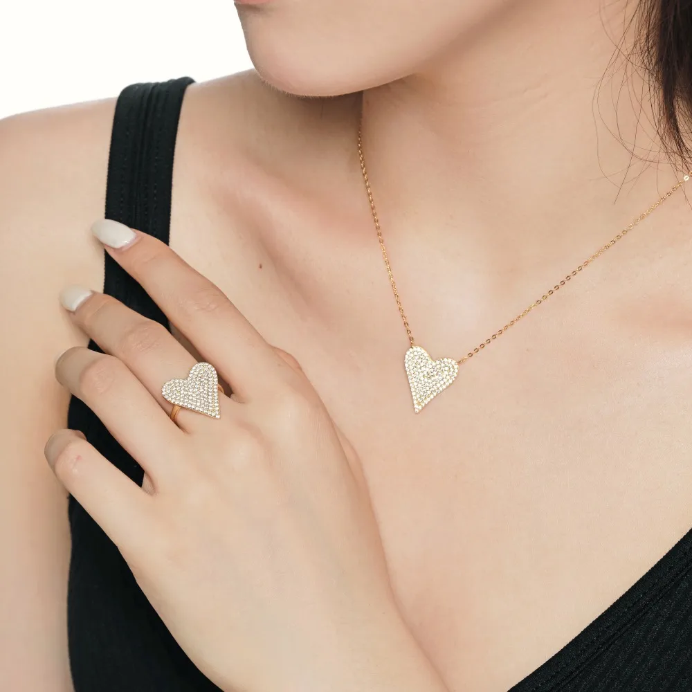 Shiny Zirconia Love Heart Pendant Necklace 80200237 - image2