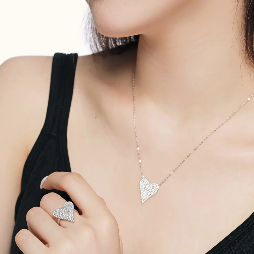 Shiny Zirconia Love Heart Pendant Necklace 80200237 - image3