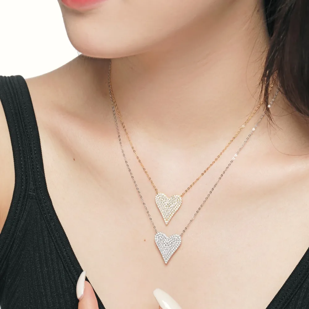 Shiny Zirconia Love Heart Pendant Necklace 80200237 - image4