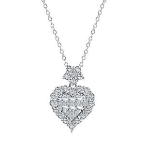 Sparkle Zirconia Heart Pendant Party Necklace 80200239