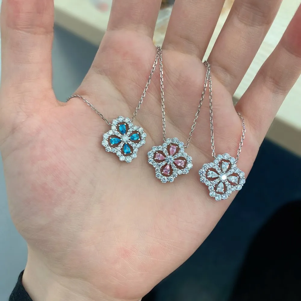 Sparkle Zirconia Flower Pendant Party Necklace 80200241 - image3