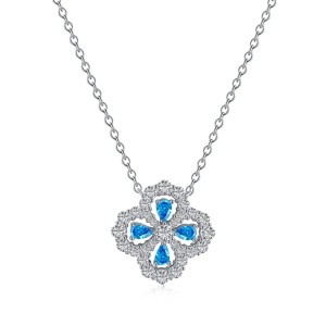 Sparkle Zirconia Flower Pendant Party Necklace 80200241