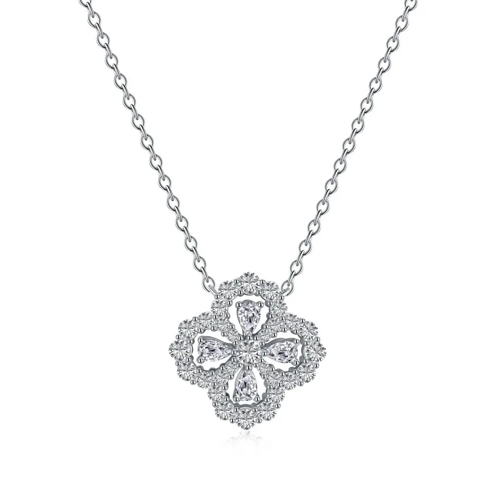 Sparkle Zirconia Flower Pendant Party Necklace 80200241