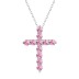 Pink Zirconia Cross Pendant Party Necklace 80200243