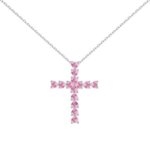 Shiny Zirconia Cross Heart Pendant Party Necklace 80200244