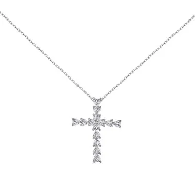 Shiny Zirconia Cross Heart Pendant Party Necklace 80200244