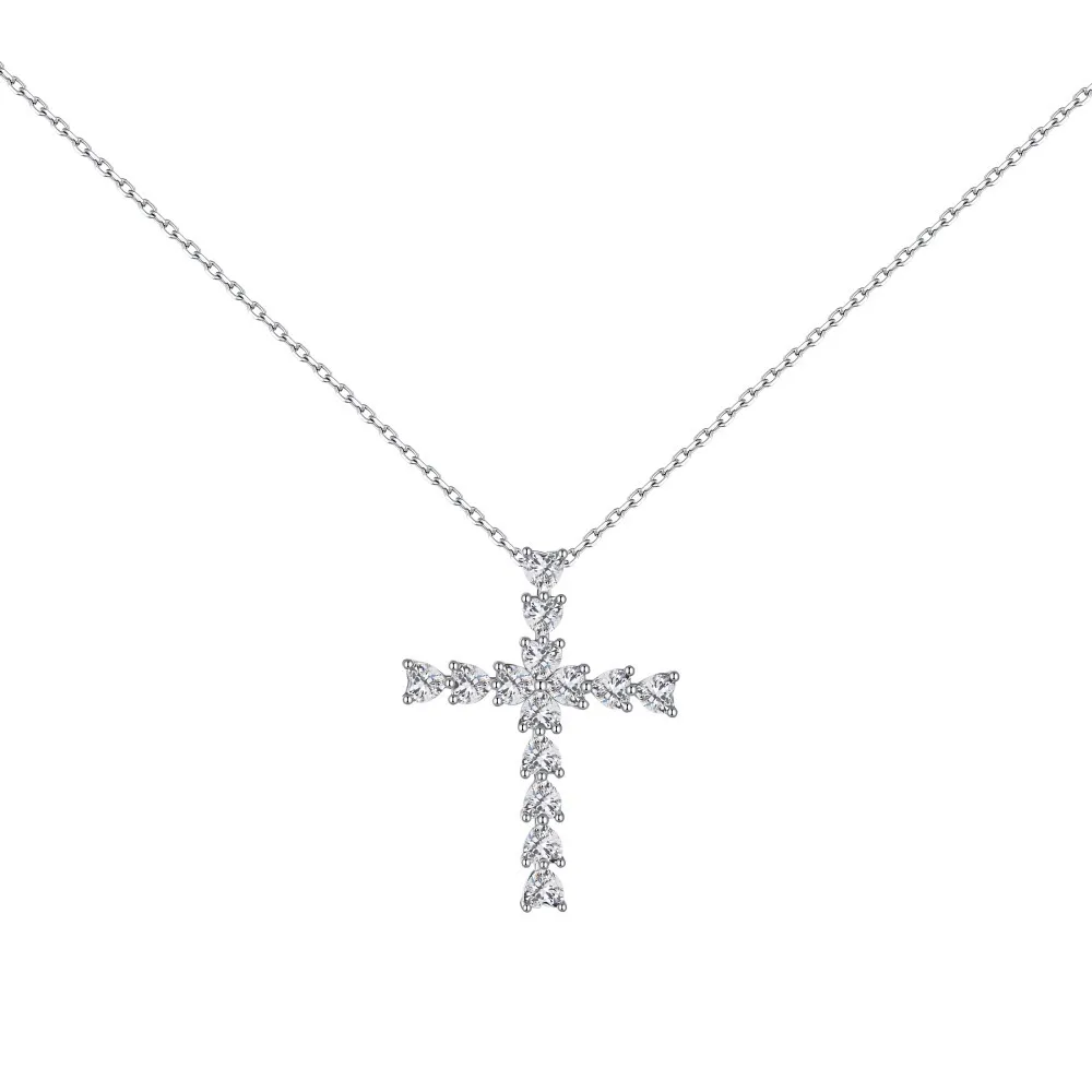 Shiny Zirconia Cross Heart Pendant Party Necklace 80200244