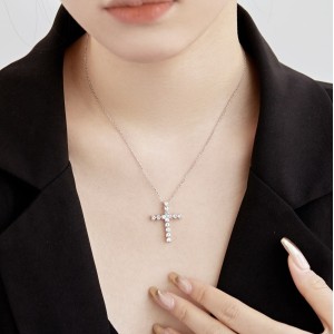 Shiny Zirconia Cross Heart Pendant Party Necklace 80200244