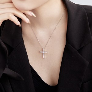 Shiny Zirconia Cross Heart Pendant Party Necklace 80200244