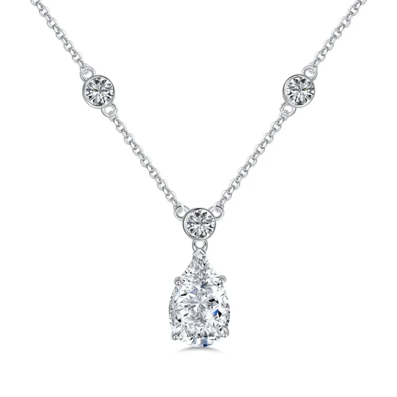 Sparkle 8A Zirconia Teardrop Pendant Party Necklace 80200247